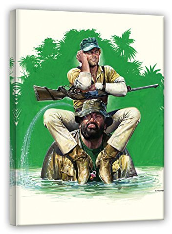 Terence Hill Bud Spencer Leinwand - Das Krokodil und sein Nilpferd - Kunstdruck Renato Casaro Edition (60 x 80 cm)