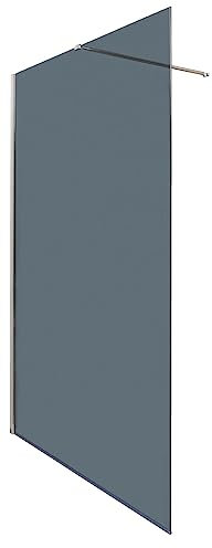 ONDÉE - Paroi ITALIENNE - Fumé - 120x200cm - Traitement anticalcaire - Profilé en inox chromé ajustable (-2cm) - Verre trempé - Barre de fixation murale ou au plafond en option
