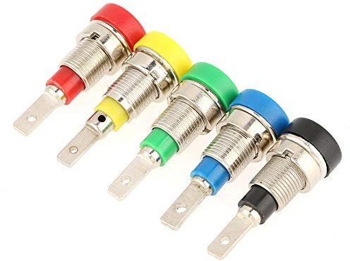 5 Pcs Banana Socket, Mixed Color Test Probe Speaker Terminal Binding Post Banana Plug Socket Connector, 2mm Panel Mount Banana Socket