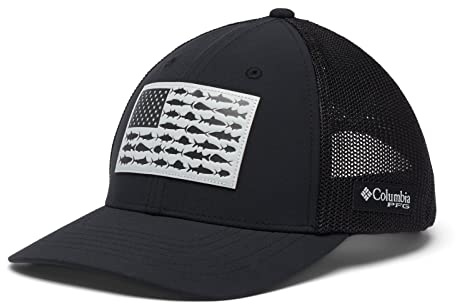 Columbia Men's Mesh Tree Flag Ball Cap, Black, Small/Medium