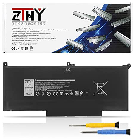 ZTHY Compatible 60Wh F3YGT Laptop Battery Replacement for Dell Latitude 12 7000 7280 7480 Series DM3WC 0DM3WC 2X39G 7.6V