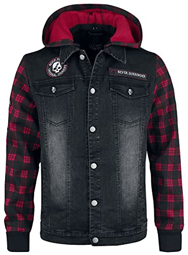Rock Rebel by EMP Homme Veste en jean noir et rouge