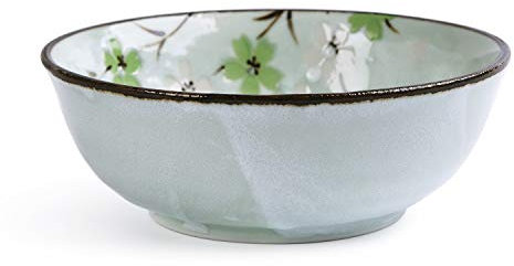 KOIYAKI Japan Porzellan mit grüne Blütenkirsche Schale/Schüssel für Sauce, Obst, Reis, Nachtisch Ø 13cm H. 4.6cm(10023)
