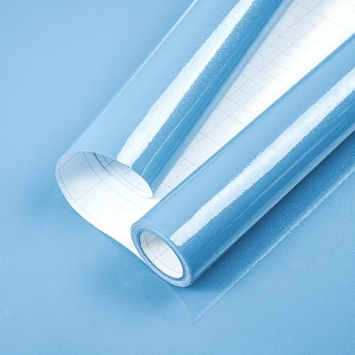 Hode Blue High Gloss Vinyl Wrap for Furniture, Waterproof Sticky Back Plastic Roll Peel and Stick Self Adhesive Wallpaper, Contact Paper for Kitchen Worktops Vinyl Covering Glittery 44cmx5m