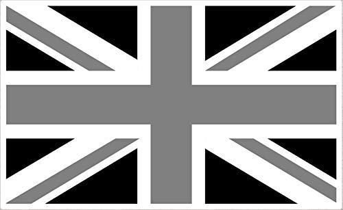 Adhesive Union Jack Flag Decals/Stickers or UK Flags Stickers (Grey & Black, 2 Decals (120 x 80 mm)) #Y1175 StickersLimited