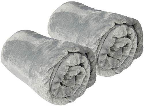 Bestgoodies Kuscheldecke im 2er Pack Wohndecke - extra weich - hochwertige Microfaser Flauschdecke, 220 x 240 cm - Grau