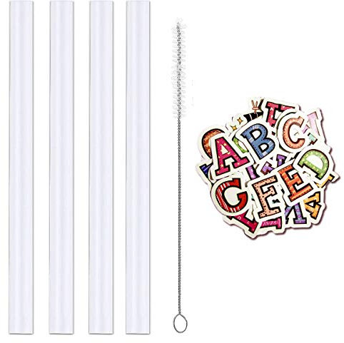 Miracredo 4 PCS Replacement Straws for 20oz CamelBak Eddy+ Vacuum Insulated Stainless Steel Water Bottles, BPA Free, Easy to Clean, Plastic Straws for Flask, Included Straw Cleaner Brush & Stickers