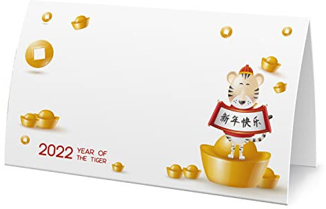 Tischkarten für chinesisches Neujahr, Tischkarten für chinesisches Neujahr, Tischkarten, Banketttische, Buffet-Essen, chinesische Neujahrsparty (ZGN02), 25 Stück