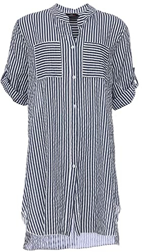 Zwillingsherz Longbluse im Streifen Muster – Hochwertiges Sommerkleid für Damen Frauen Mädchen - Abendkleid Freizeitkleid Strandkleid - Locker luftige Tunika - Perfekt für Frühling Sommer Herbst