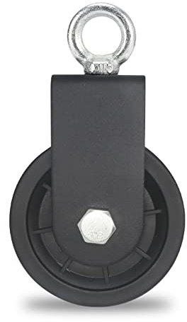 GothicBride 90mm Umlenkrolle, Seilrolle Umlenkrolle Fitness, Umlenkrollen für Seile DIY Gym Fitnessgeräte Drahtseilrolle, Tragkraft 160 kg(Black-1pcs)