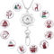 SUNNYCLUE 1 Boîte 12 Styles Badge de Noël Longe ID Porte-Badge Porte-Badge de Bureau Chaîne avec 12pcs Alliage Breakaway Snap Boutons Charms Bijoux Pendentif Clip Boîte en Plastique 30 Pouces de Long