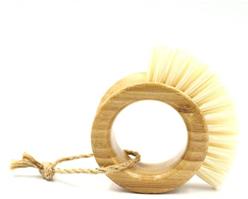 Fruit Vegetable Brush, Ring Vegetable Brush, Wooden Washing Up Brush, Eco-Friendly Round Handle Cleaning Brush, Fruit Vegetable Cleaning Brush for Kitchenware Pan Pot Bottle