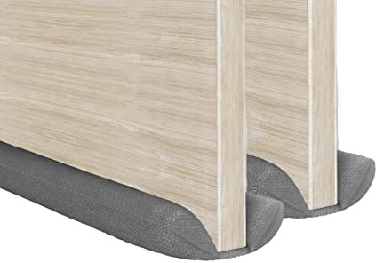 2 x MOXVIO Draft Excluder for Doors, Double Under Door Draught Excluder, 2 Sided Cushion Door Draft Stopper, 70 to 90 cm Cut-to-Size Adjustable Width, Waterproof Snowproof 600D Oxford Fabric (Grey)