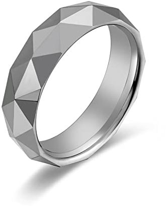 Wolfram Ring Herren, Ringe Silber Verlobung Diamant Schnitt Größe 7 Wolfram Stahl Bandring para Jubiläum Geburtstag