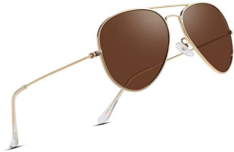 COASION Pilot Polarised Sunglasses Mens Womens Metal Frame Vintage Retro Sun Glasses UV400 Protection for Driving Fishing Gold