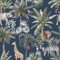 Melody Jane Dolls House Navy Jungle Animal Tropical Pattern Miniature Print Wallpaper 1:12