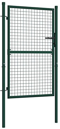 Homgoday Zauntor Gartentor Gartentür Einzeltor Gartentor Zauntür Gartentore für Stabmattenzaun Hoftor Eingangstor Einflügelig Gartentür für Hoftür Eingang Terrasse Stahl 100 x 125 cm Grün
