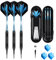 sanfeng Dartpfeile mit Kunststoffspitze 18 Gramm Etui für elektronische dartscheibe Softdarts mit Blau Alu-Schäfte 6 Flights 50 Anti-Lose Gummiringe 50 Spitzen