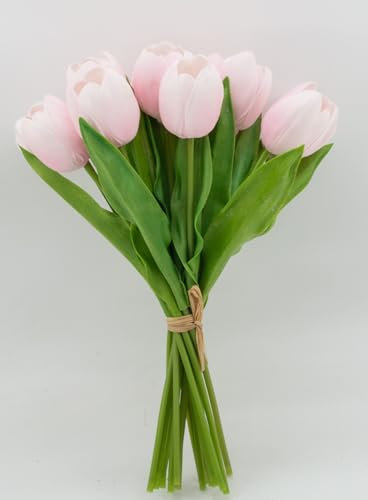 Buart Künstliche Tulpe in Großpackung für Zuhause, Küche, Hochzeit, Brautstrauß, künstliche Blumen für Valentinstag, Muttertag, Ostern, Tischdekoration (groß, rosa, fühlt sich echt an, 15 Stück)