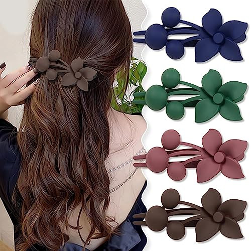 Ypkia Blumen Haarklammer Groß Haarspangen Damen Matt Haarspage Entenschnabel-Form Haarnadel Haarschmuck Für Frauen Mädchen (4 Stück)