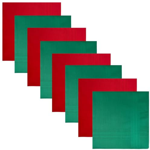 8er-Pack Herren-Taschentuch, rot / grün, Einheitsgröße