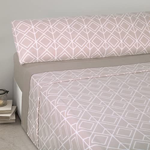HOME MERCURY-Juego de Sábanas Térmicas Invierno, Rombo Marrón (Cama 90) | Extra Suave y Ajustables, Juego Polar, Pirineo de 3 Piezas Incluye Bajera Ajustable, Encimera y Funda Almohada.