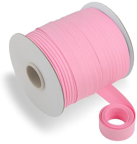 Schrägband, doppelt gefaltet, 2,5 cm, durchgehendes Schrägband zum Nähen, Quilten, Binden, Säumen, Bekleidungshandwerk, Polyester, nicht dehnbar (Rosa, 25 mm, 45 Meter)