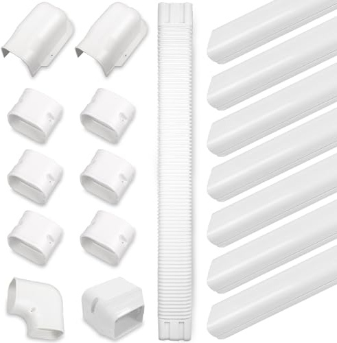 MOOITEK 7,6 cm 7,6 cm PVC-Linien-Set für kanallose Mini-Split-AC, dekorative PVC-Abdeckung für zentrale Wechselstrom- und Wärmepumpenschläuche
