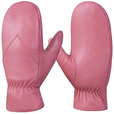 MGGMOKAY guanti da donna in pelle Guanti caldi invernali,Rosa,M