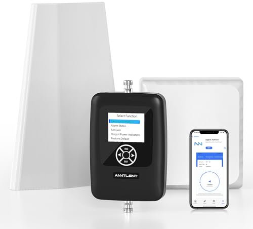 ANNTLENT Amplificador de Señal para Telefono Movil gsm 3G 4G LTE Banda 20/8/3/1/7, Amplificador de Cobertura Movil con Pantalla LCD Táctil Repeater Compatible con Vodafone, Movistar, Orange