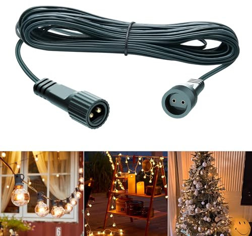 Etopgo 5M Extension Cable for Christmas Lights, 2 Pin Connector LED String Lights Extension Lead Cord Waterproof for Indoor Outdoor Use, Extra Dark Green