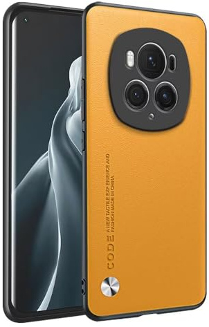 HONLEN Coque de pour Honor Magic6 Pro 5G (6.8 inches) Étui de Téléphone Professionnel en Cuir, Jaune
