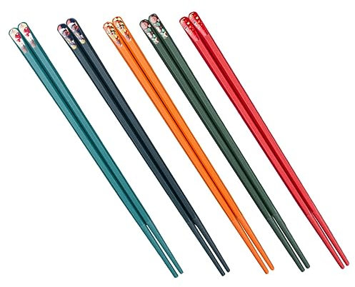 Cabilock Juego De Palillos Japoneses Reutilizables De Aleación, 5 Pares Multicolor, Diseño Antideslizante, Aptos Para Comida Asiática y Familiar