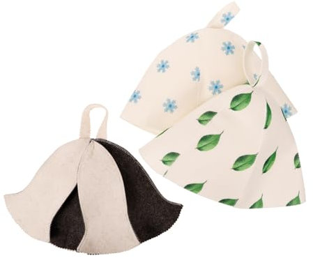 Didiseaon Lot De 3 Bonnets De Sauna Respirants En Feutre Accessoire De Sauna Élégant Blanc/gris Taille Compatible