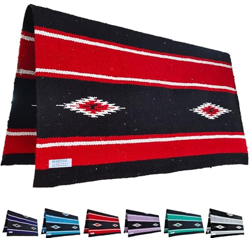 Majestic Ally 36x 34 Navajo Design Acrylic Saddle Blanket -2.4 lbs (Red and Black)