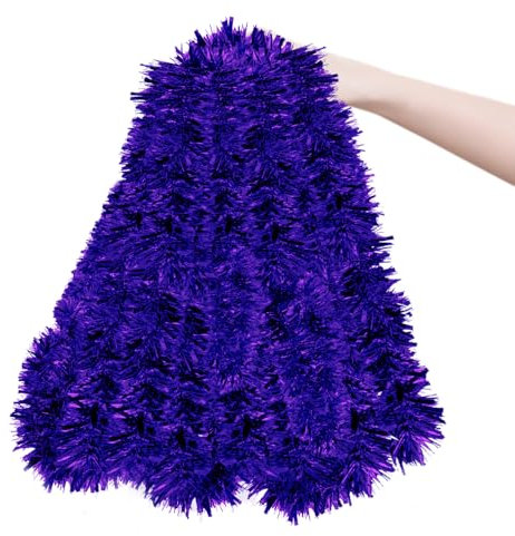 10 m lange lila Weihnachts-Lametta-Girlande, metallisch gedrehte hängende Girlande für Halloween, Weihnachtsbaum, Kamin, Kaminsims, Heimdekoration