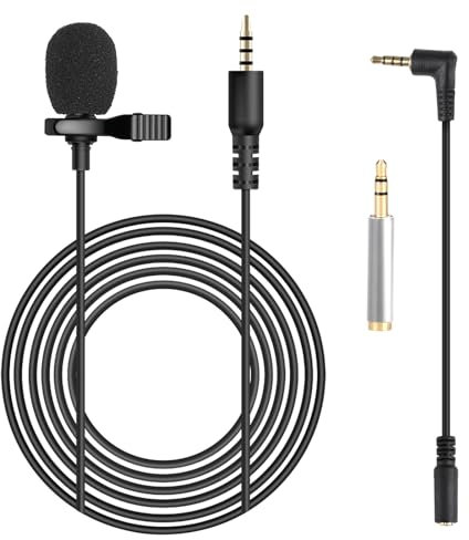 talNite Micrófono de Solapa Omnidireccional,Micrófono de Condensador Lavalier de 6,5 pies para Entrevistas, Videoconferencias,Podcasts, Dictado de Voz y Teléfonos