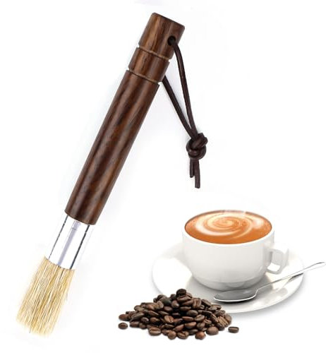 Kaffee Pinsel, Siebträger Bürste, Borstengriff Aus Walnussholz Barista Pinsel für Die Kaffeemühle Oder Pinsel Siebträger Reinigung, Zubehör für Kaffee Tee Espresso Barista