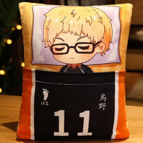 AIYINIY Puppen Anime Cartoon Shoyo Hinata Kenma Kozume Tobio Kageyama niedlich weich gefülltes Dekokissen Nickerchen Kissen Zuhause dekoratives Kissen (Kei Tsukishima, 36 x 27 cm)