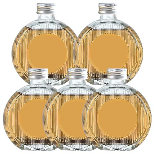 Craftsboys Diamond Wine Bottles, 250ml Empty Bottles for Drinks, Juice, Wine - 5 per Case (Round)