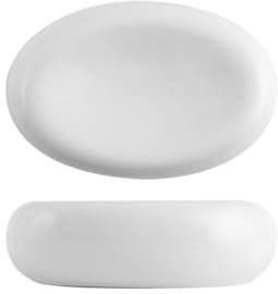 H&H-Cloud, Set 4 Piatti, in porcellana di alta qualità, bianco, 15x10x4,5h cm, piatti da presentazione, piatti professionali per ho.re.ca