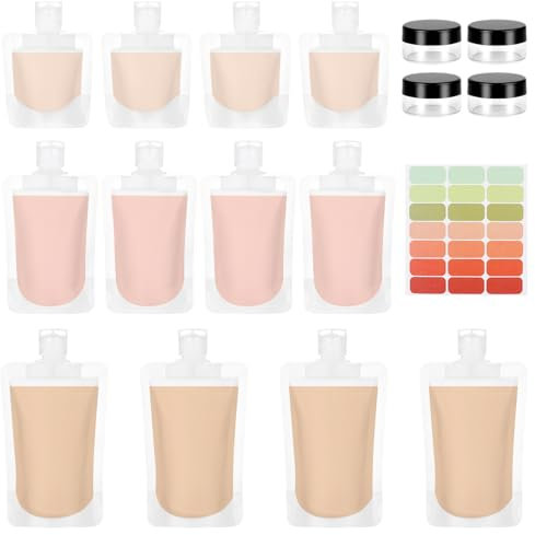 17PCS Travel Pouches and Pots for Toiletries - 5ml, 30ml/50ml/100ml Bottles with Lids, Portable Containers for Shampoo and Conditioner Cream