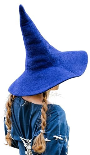 Leonardo Carbone® Hexenhut Agata - Hexenkostüm, Mittelalter Kleidung Kopfbedeckung, Halloween Kostüm Damen, Witcher Hat, Zauberer Hut, LARP-Kleidung, Karneval, Cosplay - 100% Wolle Blau