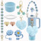 Stanley Tumbler Cup Accessories Set - 20oz, 30oz, 40oz With Silicone Straw Cover, Water Bottle Handle Strap, Charms, Silicone Cup Boot (Blue)