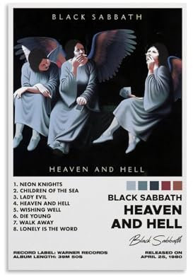 NWQV Poster Heaven And Hell by Black Sabbath, Wandkunst, dekoratives Gemälde, Schlafzimmer, Gemälde, Poster, 60 x 90 cm, ungerahmter Stil