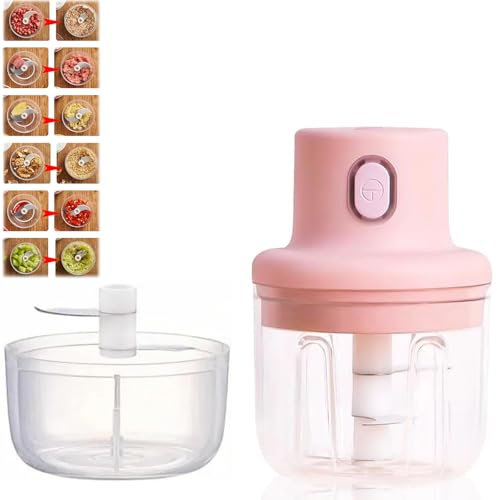 Electric Garlic Chopper, Wireless Food Chopper, Mini Garlic Chopper, Electric Meat Grinder, Portable Small Food Processor Garlic Grinder Masher Onion Chopper Kitchen Gadgets (250ML+100ML)