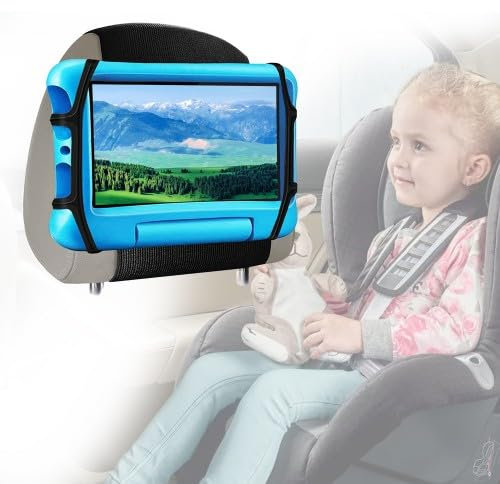 Amexo Soporte Tablet Coche 360 Rotación Soporte iPad Coche Reposacabeza de Coche Soporte Silicona Soporte Tablet con Nylón Elásticas Correas para Pantallas Dispositivos de 7 a 10,5 Pulgadas