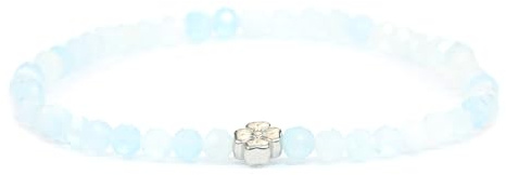 LAKADA Echtes Edelstein Armband mit facettierten 4mm Perlen und Edelstahlblüte Heilstein Schutzstein Edelsteinarmband Glücksbringer Talisman Geschenk