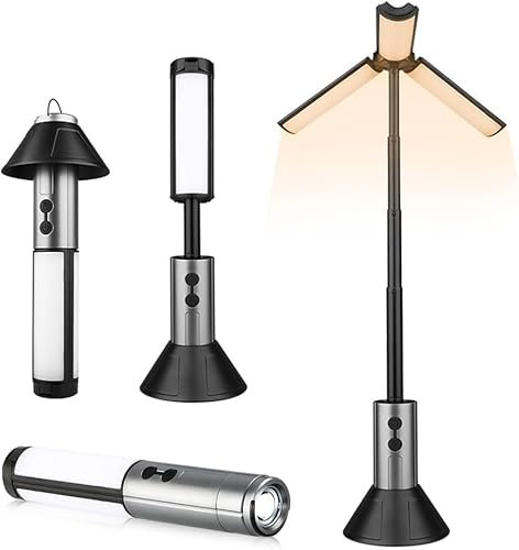 Gerbala Campeggio Lanterna 3000mAh Telescopico Campeggio Lanterna Ricaricabile Led Multifunzione con Gancio 3 Modello Torcia per il Campeggio, Escursionismo