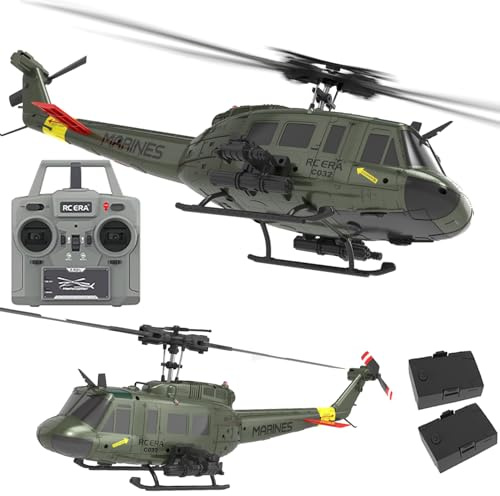 Ssccgym 315MM UH-1 Remote Control Helicopter Aircraft for Adults Expert 6CH C032 RC Heli Maintain Altitude Brushless Motor/Optical Flow Positioning/Fly Upside Down 3D Rolling (RTF 2Battery)